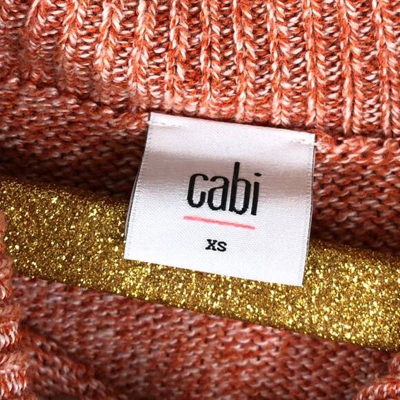 Cabi Orange Marled Knit Pullover Sweater XS Dolman Sleeve Fold Over Neck Cozy - Picture 10 of 12